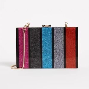 Milly Glitter Stripe box clutch, NWT